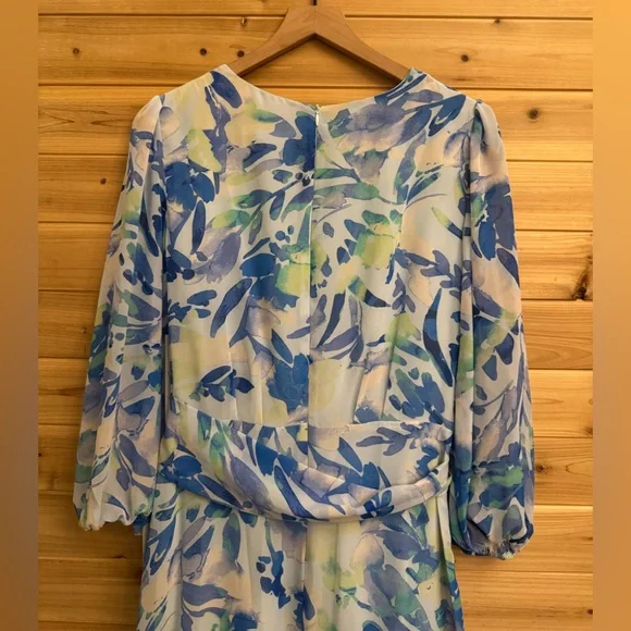 NWT Eliza J Size 10 Floral Long Sleeve Ruffled Hi Low Maxi Dress Party Wedding - Picture 9 of 13